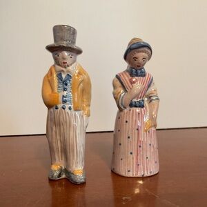 L. Hjorth Art pottery figurines made in Bornholm, Denmark as marked, set of 2